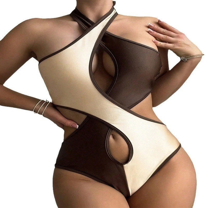 Patchwork One Piece Swimsuit best